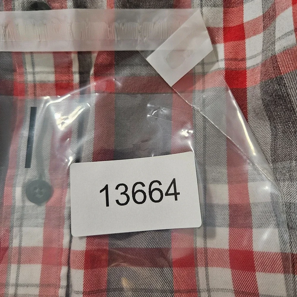 Untuckit Shirt Men Medium Slim Fit Button Up Long Sleeve Gray Red Plaid Pls Read